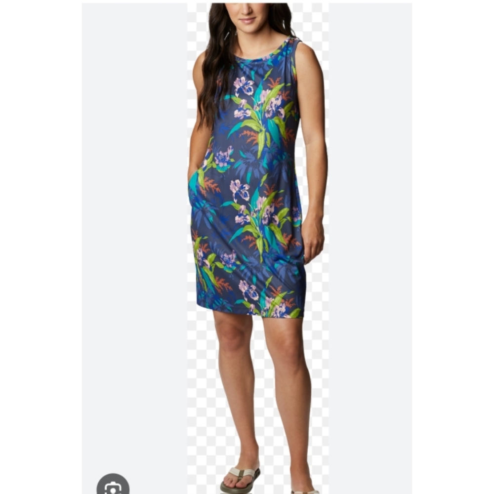 Columbia Blue Floral Midi Dress